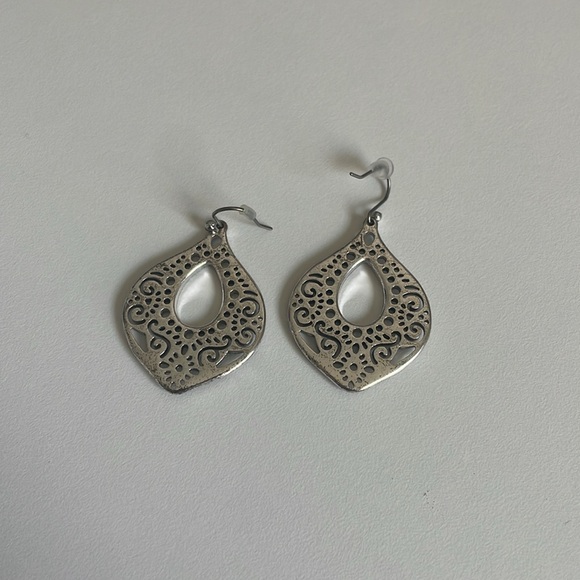 Silver Teardrop Earrings - Picture 3 of 4